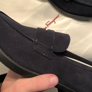 NEW Salvatore Ferragamo Navy Suede loafers